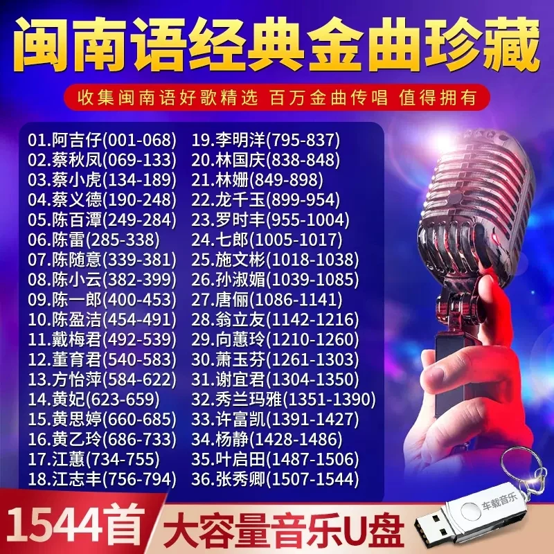 汽车载U盘闽南语经典情歌精选台语高音质优盘mp3歌曲1544首阿吉仔