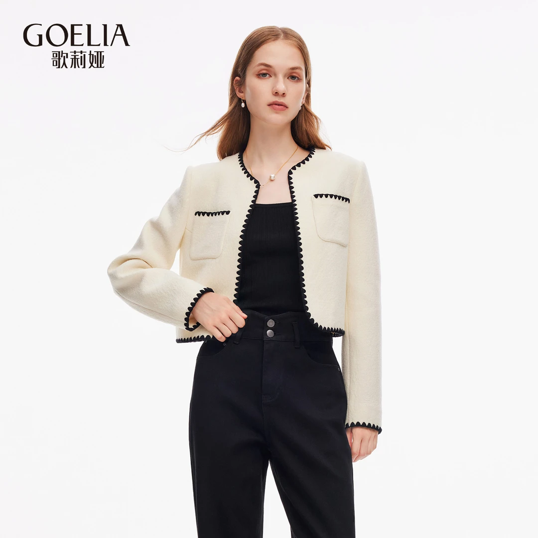 歌莉娅 秋季新品  针织圈圈呢外套  1E9R6E780