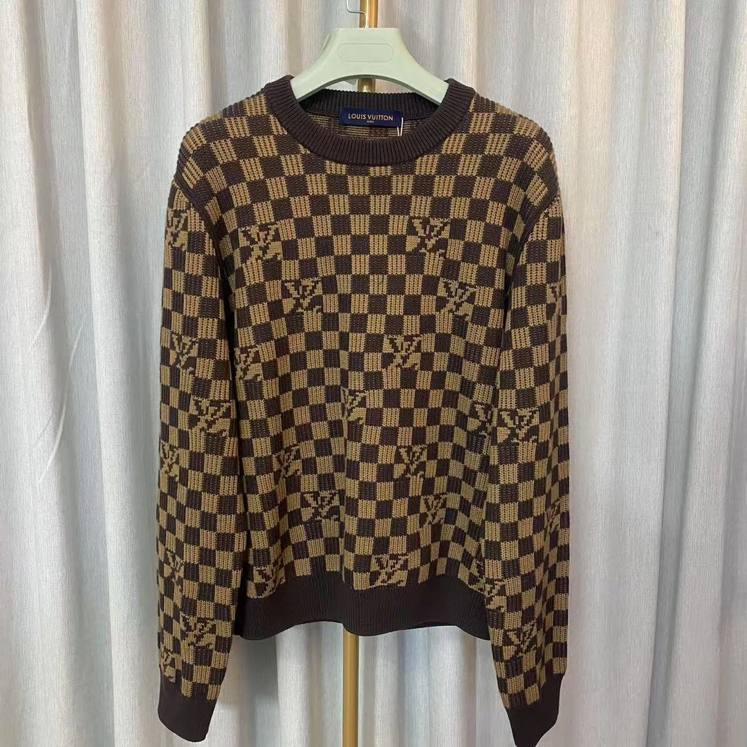 95新 LouisVuitton/路易威登 Y/格纹圆领毛衣/L码/2280039