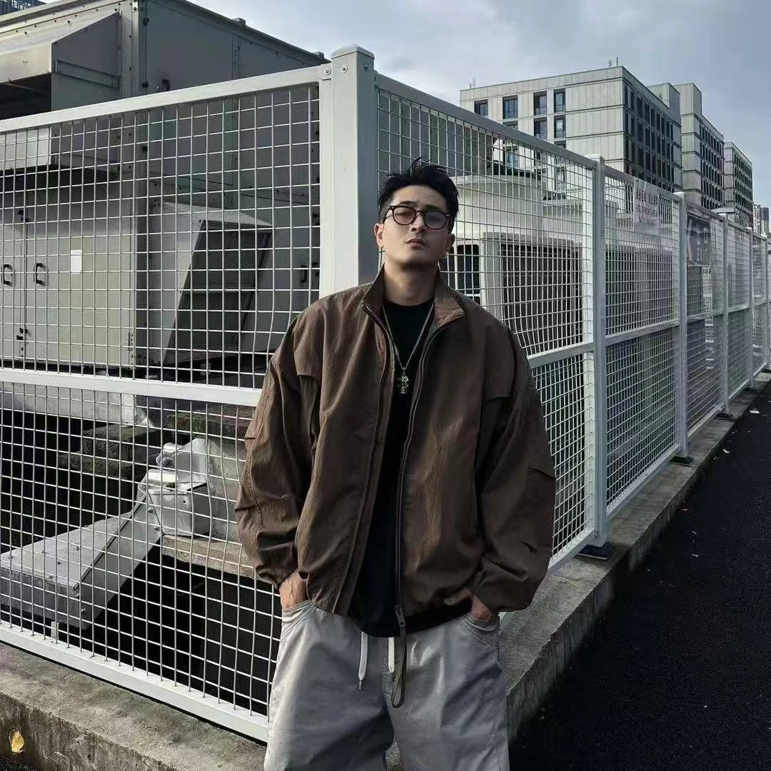 欧货高品质大码秋季美式百搭复古宽松型休闲机能蝙蝠夹克外套男