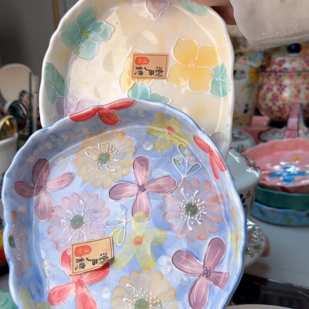 陶瓷濑户烧8英寸异形盘两只看图