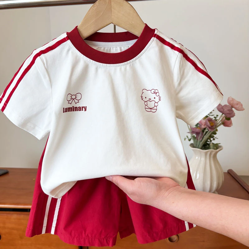 52255女童套装洋气甜美短袖短裤两件套小女孩宝宝夏装2025新款