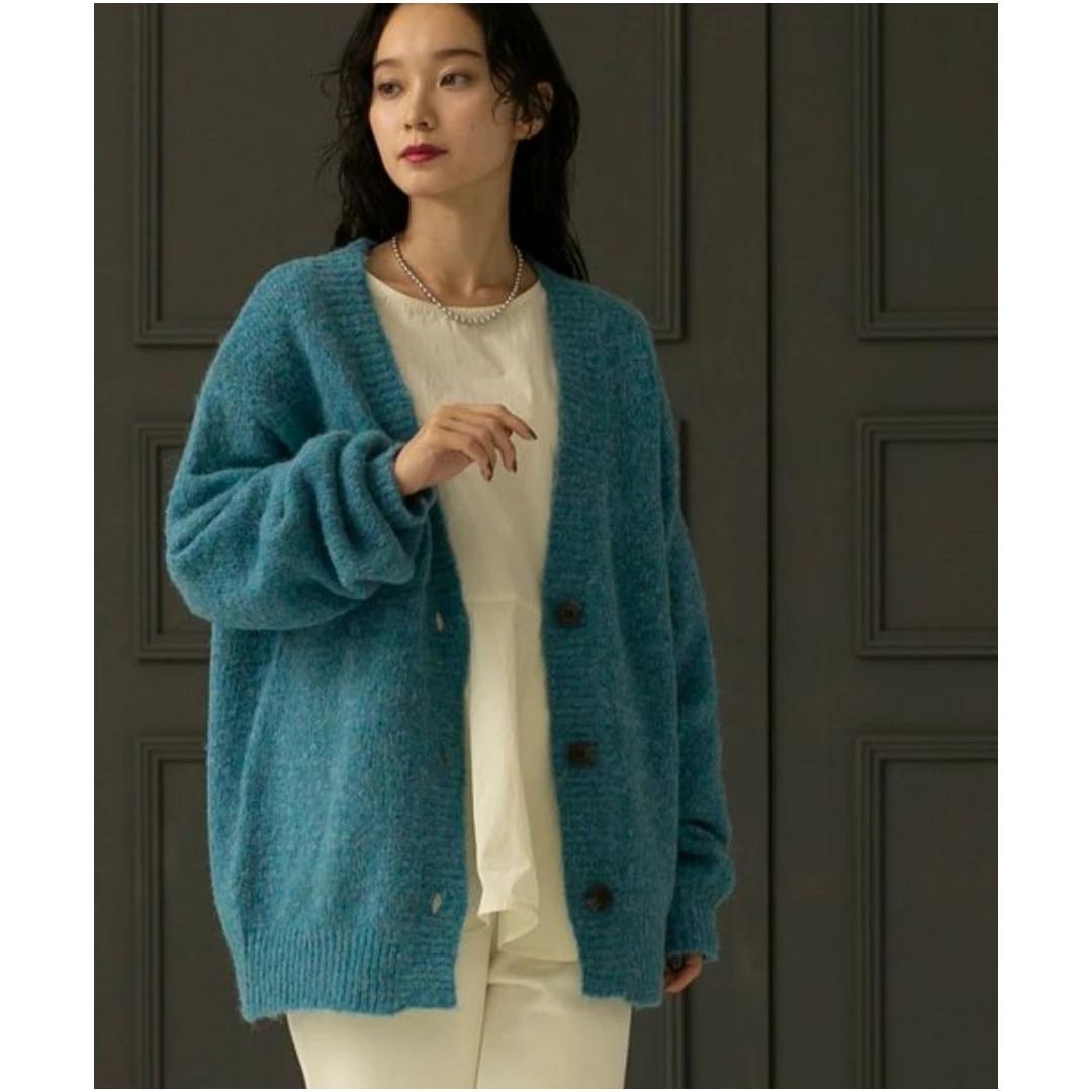 【TaKuMi】日系品牌 秋冬新款 C 百搭气质保暖蓬松毛绒针织开衫女