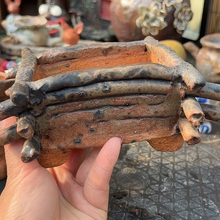 手工粗陶高温花盆