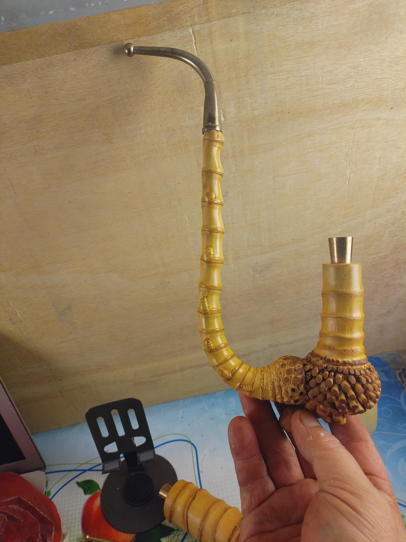 贵州传统纯手工金竹烟杆一弯25公分左右精美实用