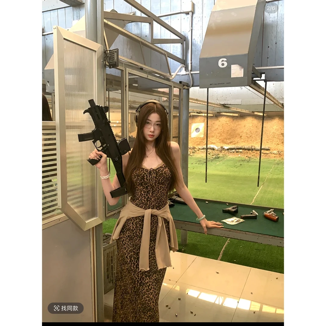 EIA一尧 欲欲豹纹 复古纯欲小野猫豹纹吊带连衣裙气质显瘦韩系裙