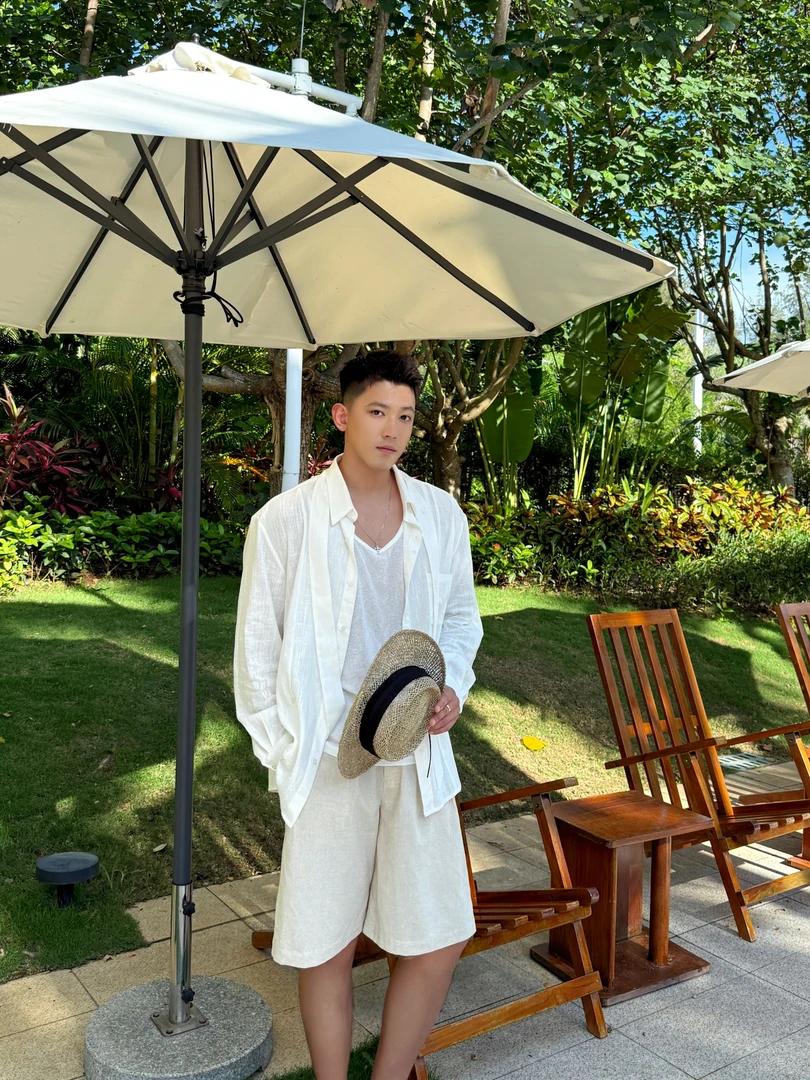 SONSUN|100%亚麻慵懒贵气飘带小众男士衬衫白色