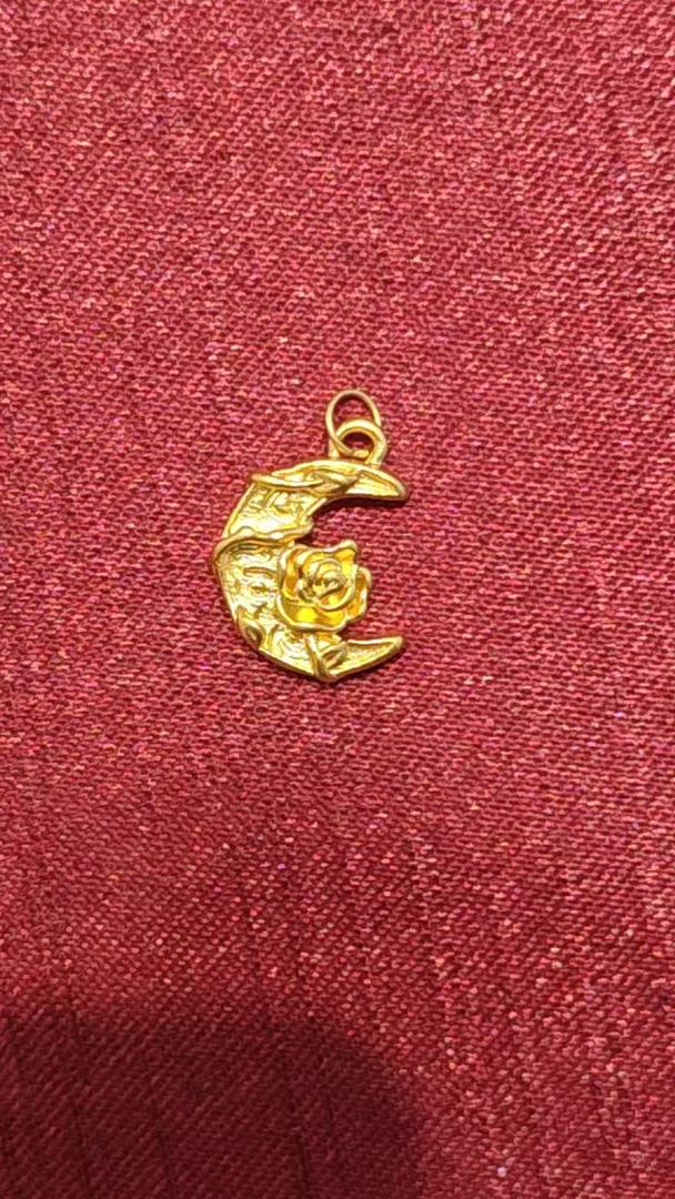 足金 月下玫瑰吊坠