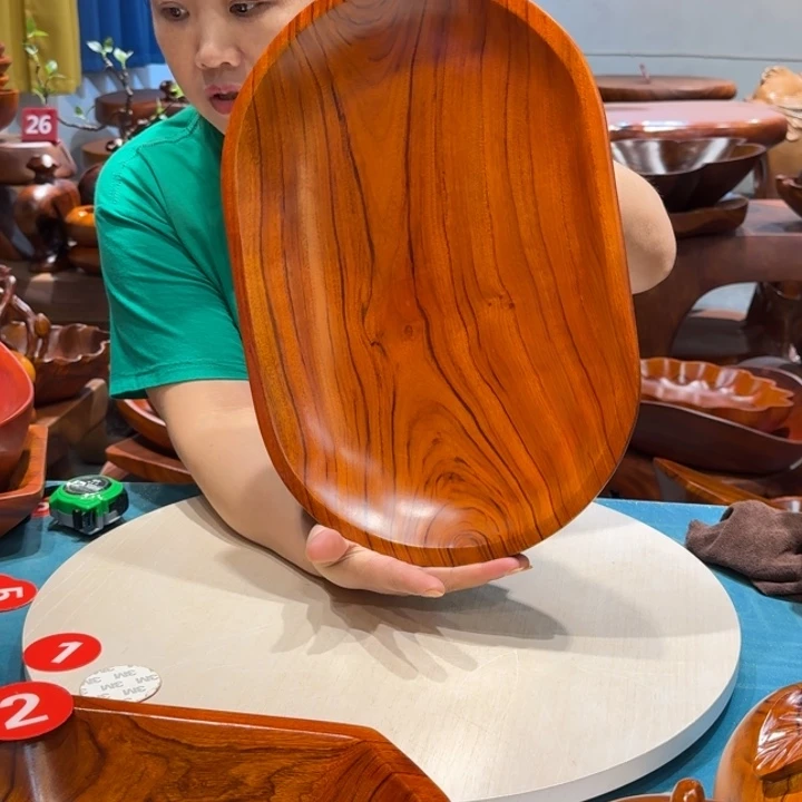 木香樟实木手工椭圆盘