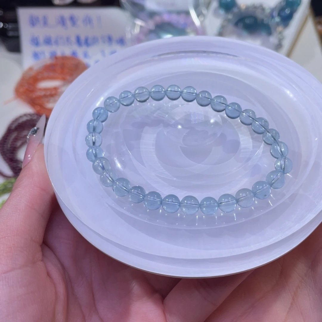 未镶嵌手链水晶?****吃冰川蓝海蓝宝6mm