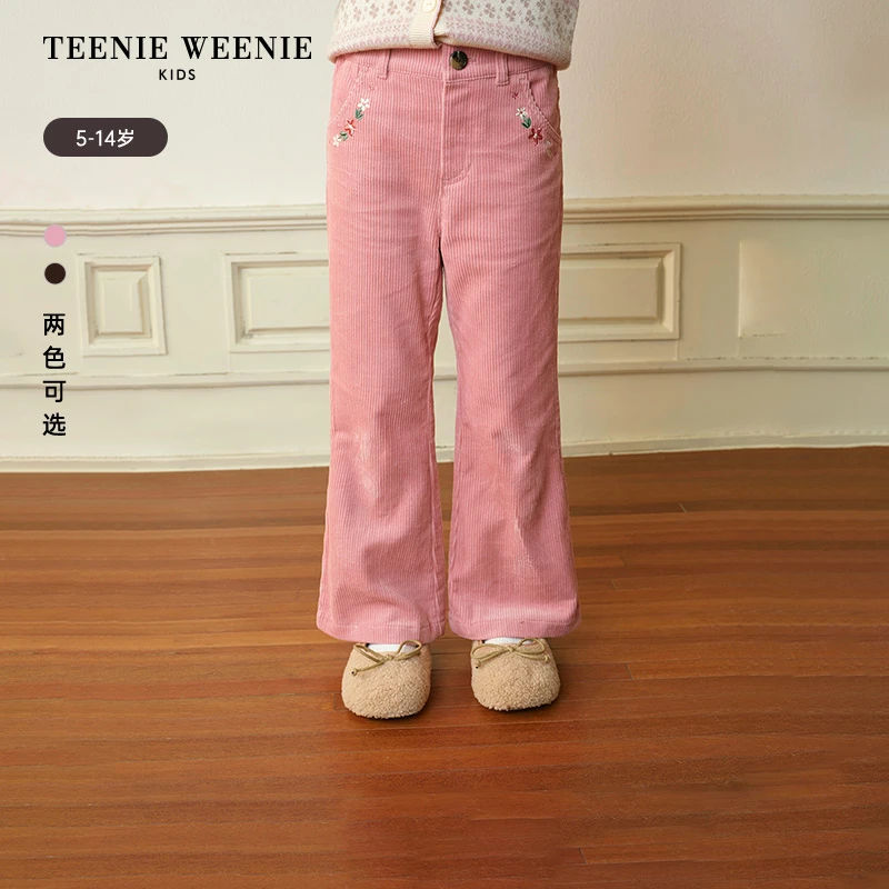TeenieWeenie Kids小熊童装25秋冬刺绣微喇灯芯绒裤子TKTC258T66N