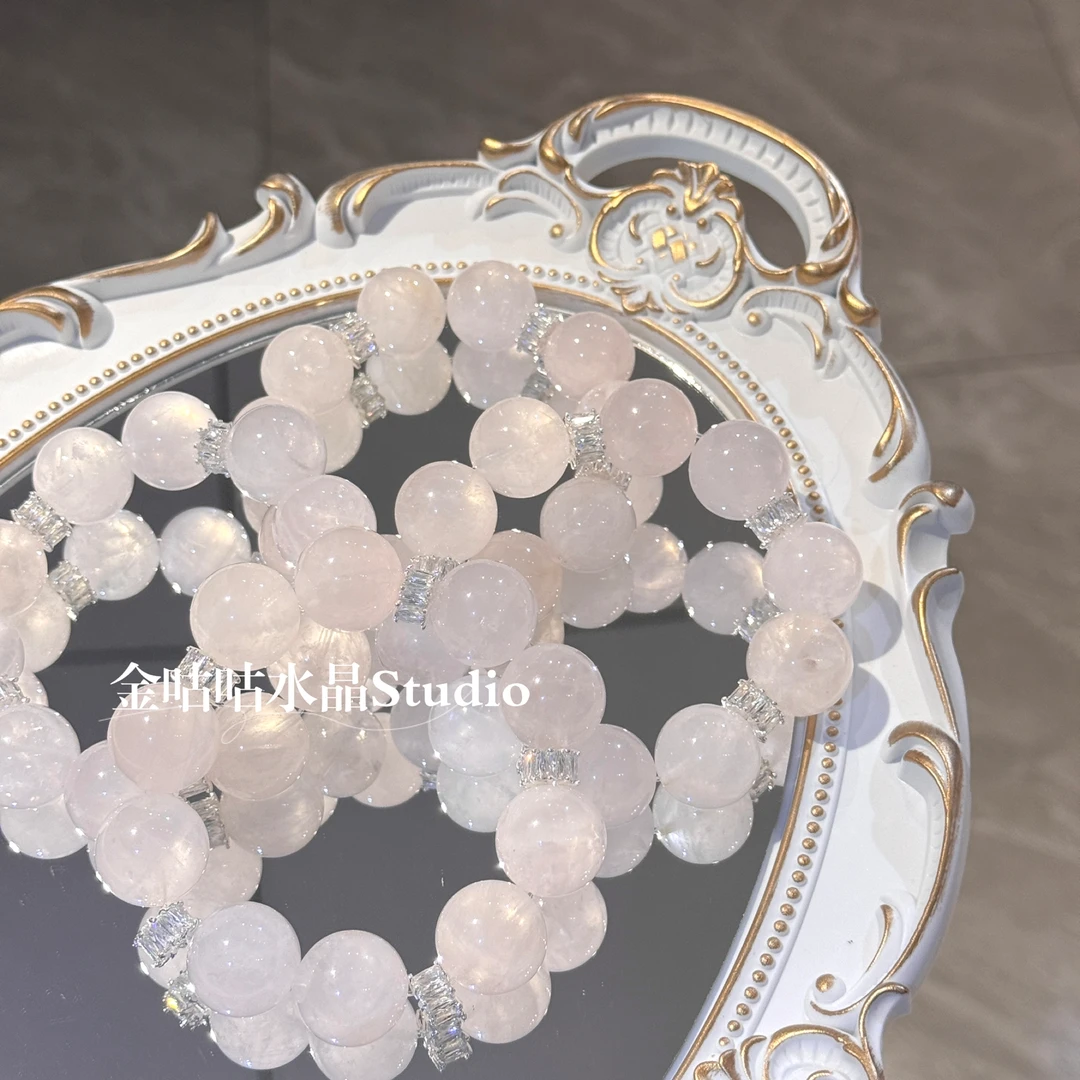 HZ  4013 荔枝冻 粉晶18 19+ 水晶手串多样性发其一