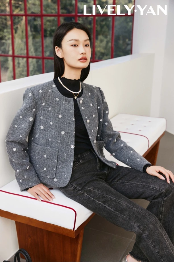 俪妍【LIVELY·YAN】25春款微喇牛仔裤黑色小个子春秋显瘦时尚休闲