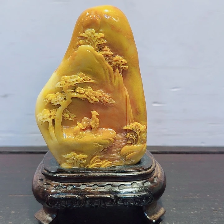 牧***遥石材昌化田黄摆件精品
