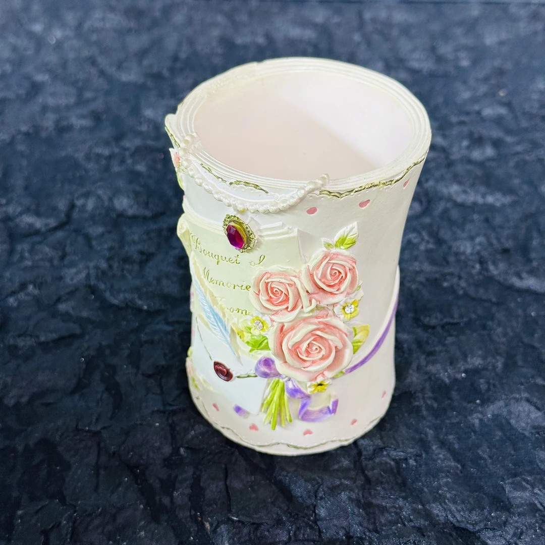 团团diy信封玫瑰花笔筒手工翻模硅胶模具