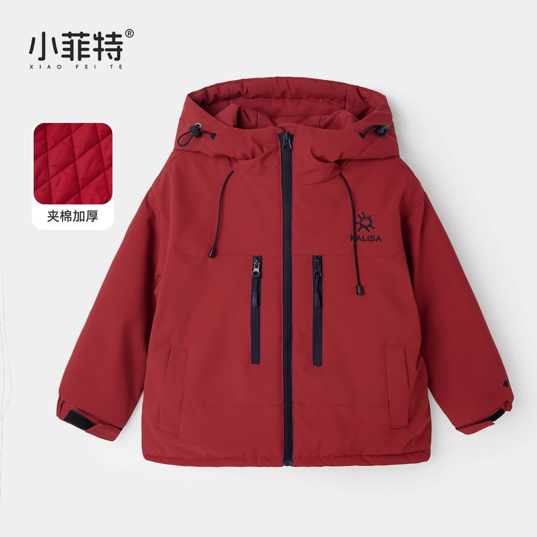 小菲特女童冬加厚外套中大童保暖冲锋上衣儿童连帽衣服BGYD56290