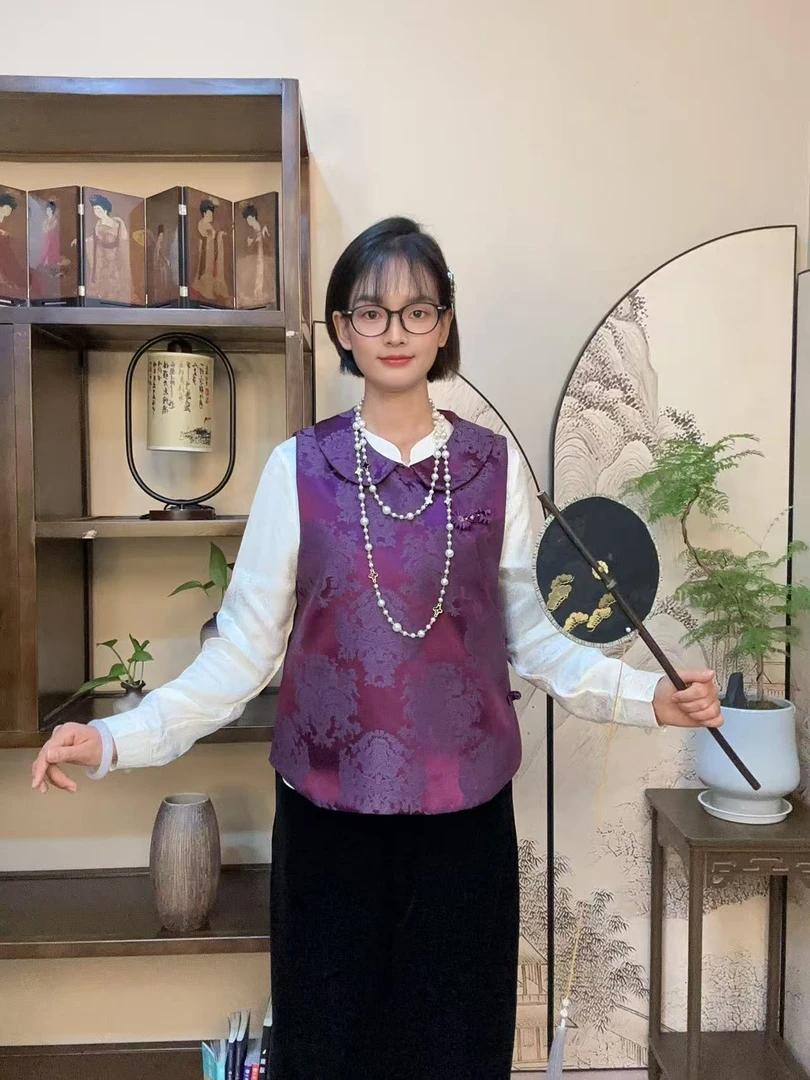 （宝相花）2025早秋秋款新中式国风娃娃领刺绣马甲