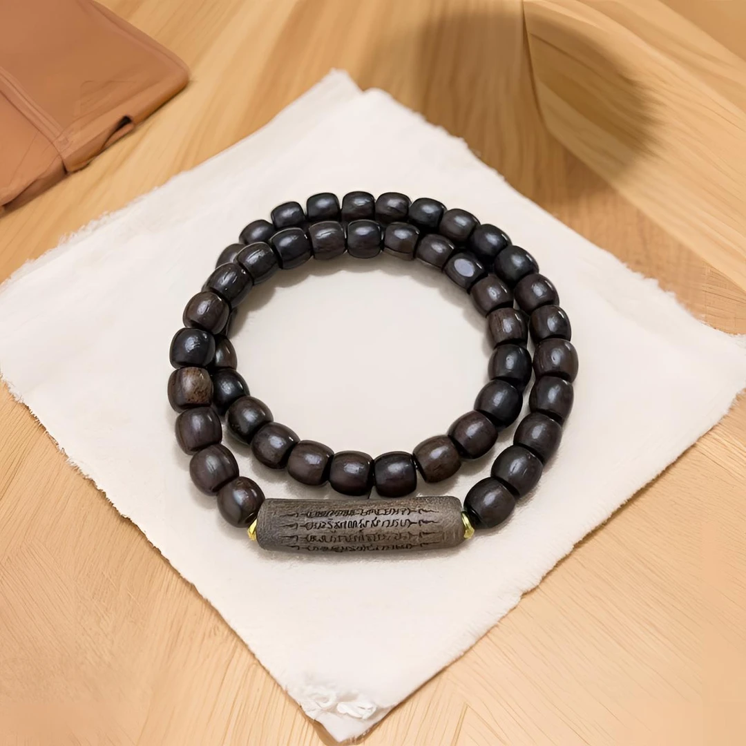 增香沉香木A023带经文直切双圈7mm