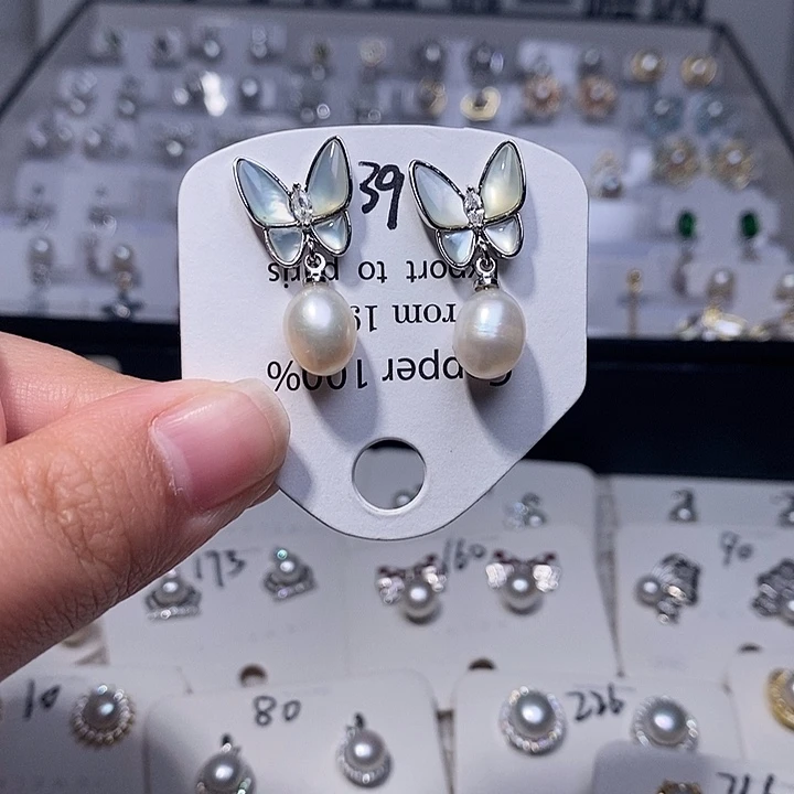 耳饰淡水珍珠银S925镶嵌