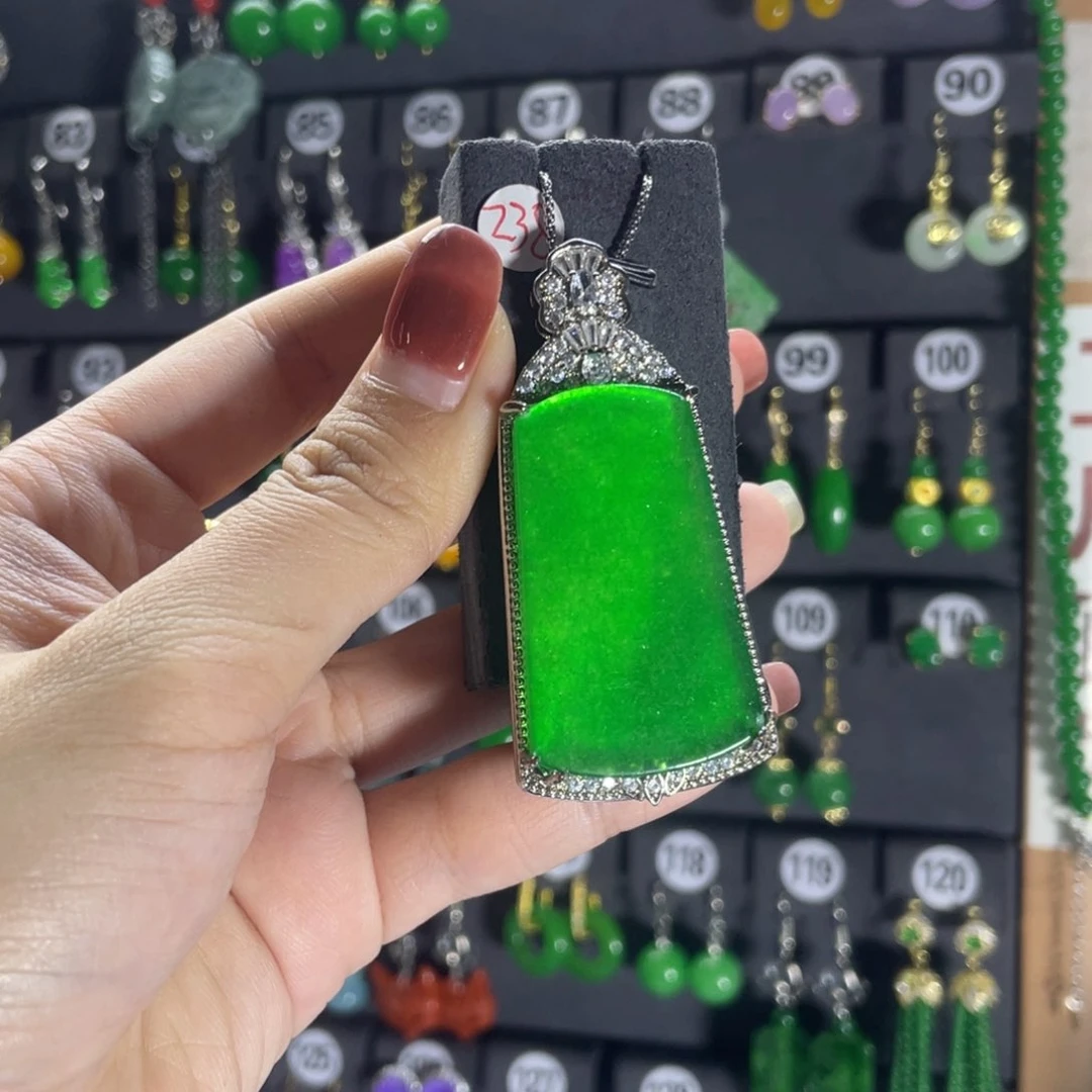 银S925镶嵌翡翠耳饰238