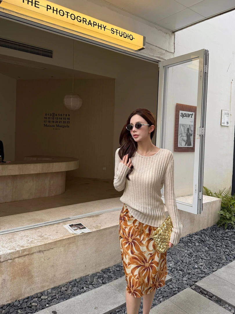 SJJ-SHANG【漫花】25早秋新品重磅桑蚕丝时尚半身裙q134830p