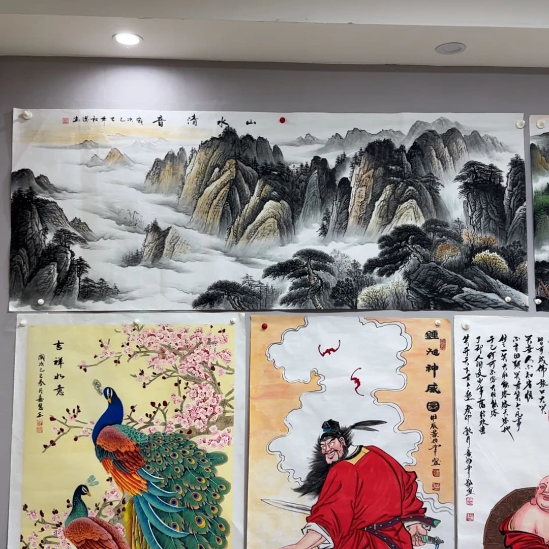 国画境*尺寸70X180手绘作品