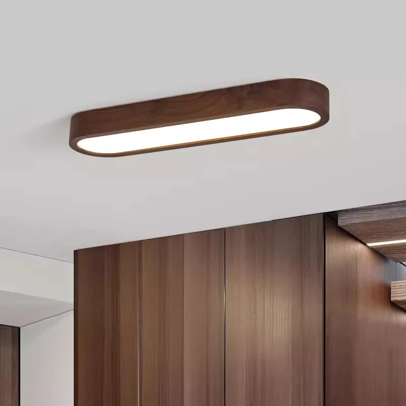 北美黑胡桃木吸顶灯阳台走廊过道衣帽间玄关法式复古简约长条灯具