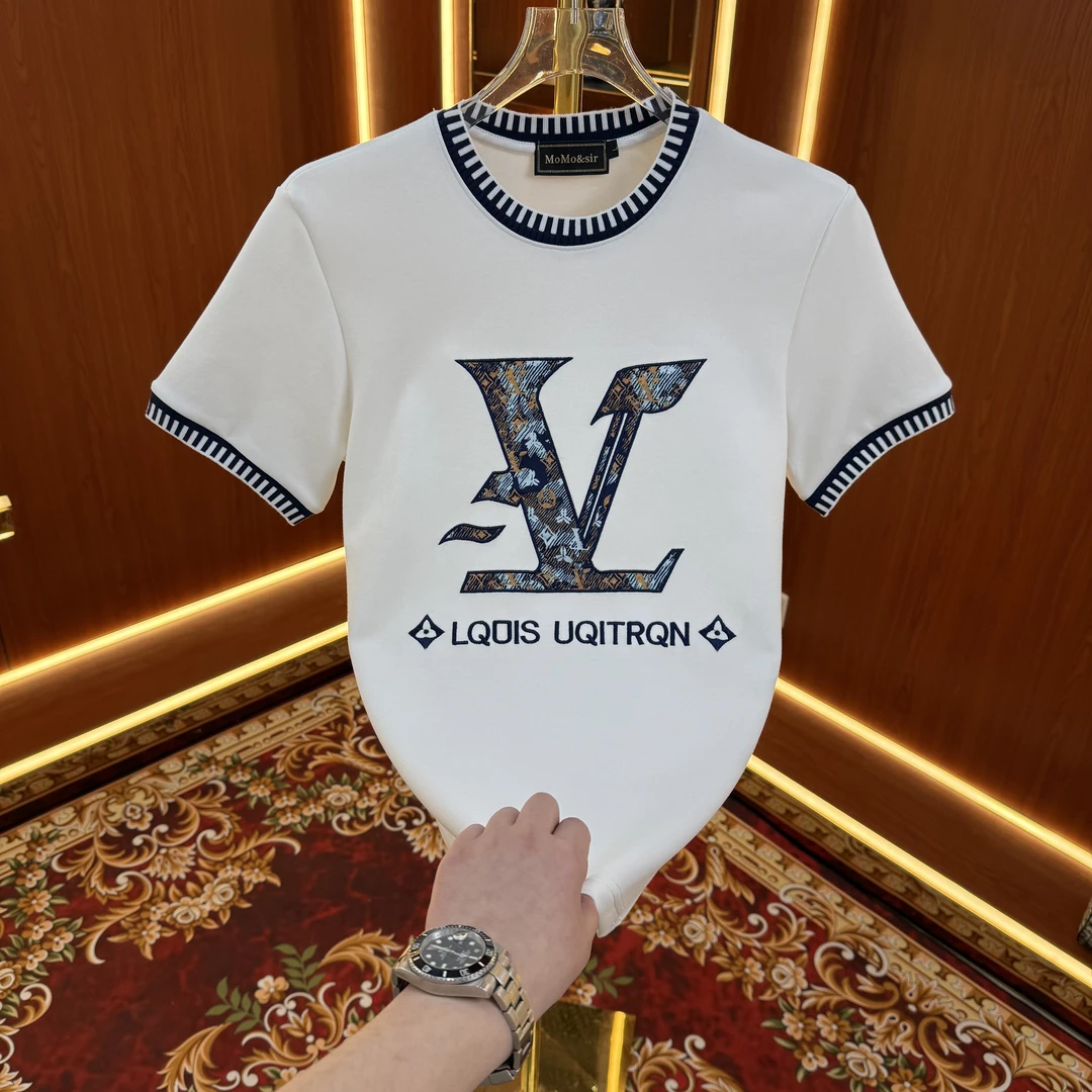 【cc】2025夏季新款圓領男士輕奢百搭修身設計師刺繡半袖9202款