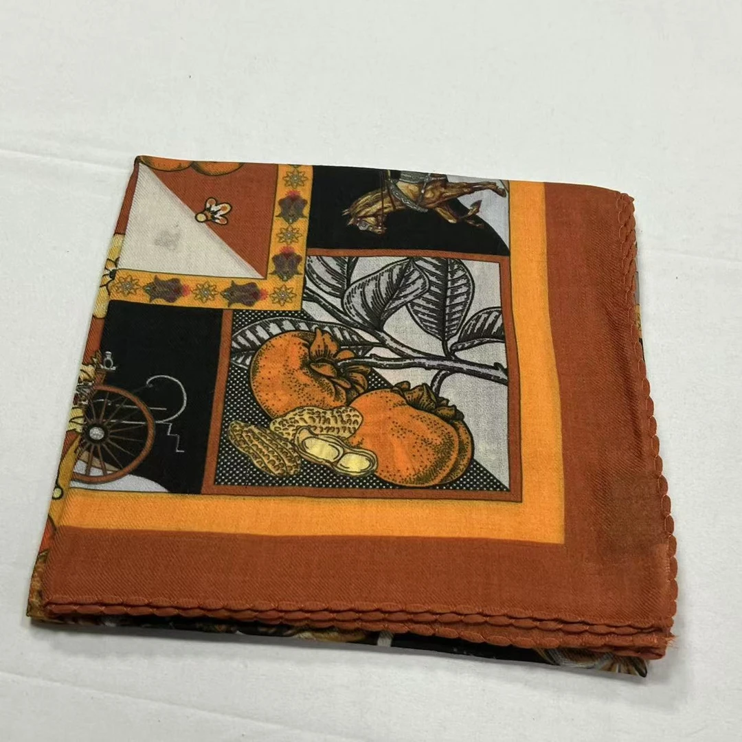 1米羊绒蕾丝边方巾-南瓜魔法树 95cm丝巾