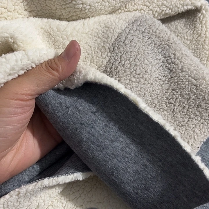 特花灰色羊驼绒1.4米长带螺纹手