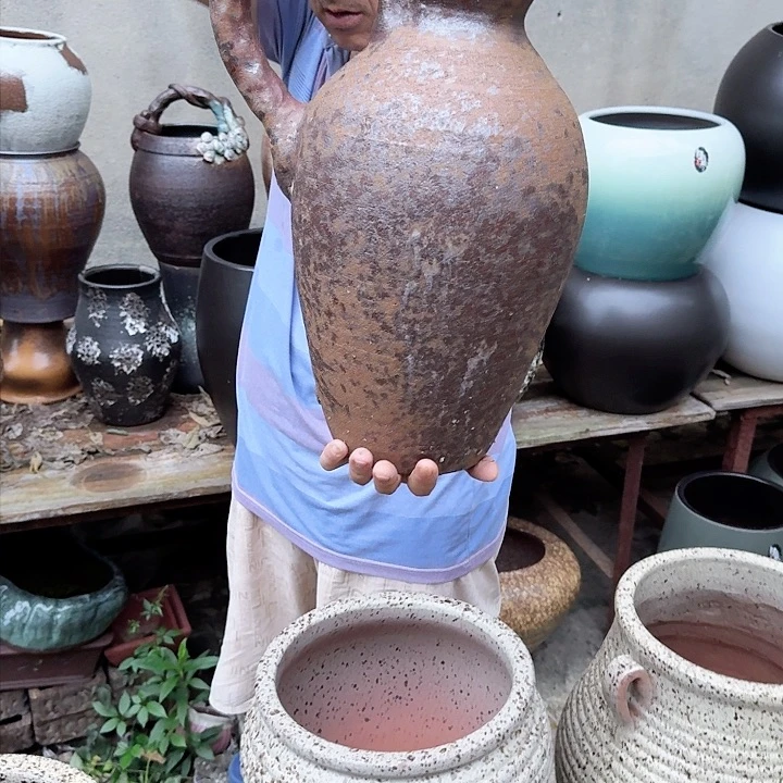 紫砂花盆高度45口径10无孔