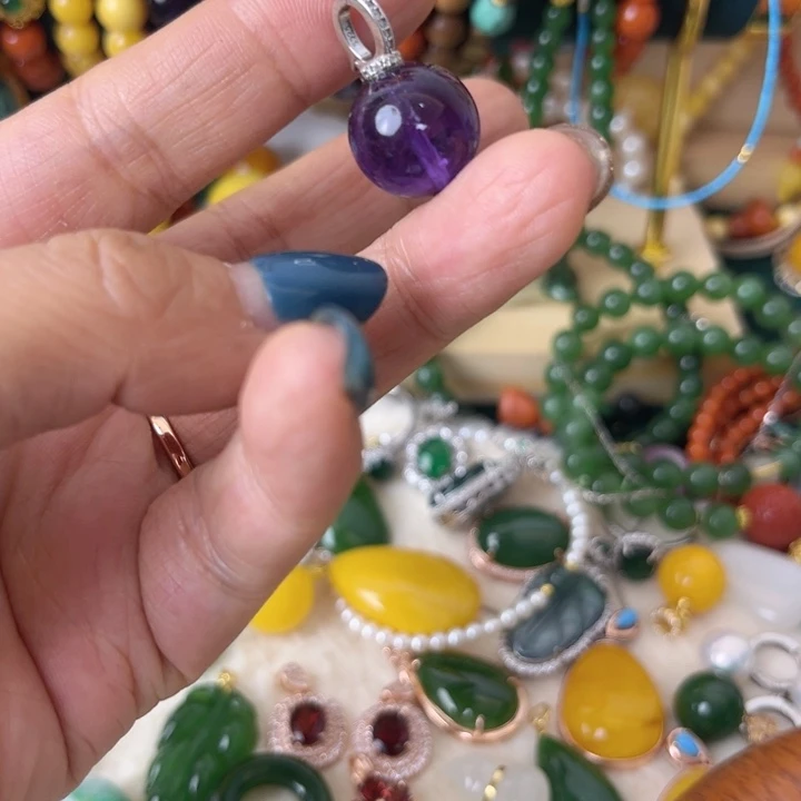 银S925镶嵌颈饰紫晶吊坠