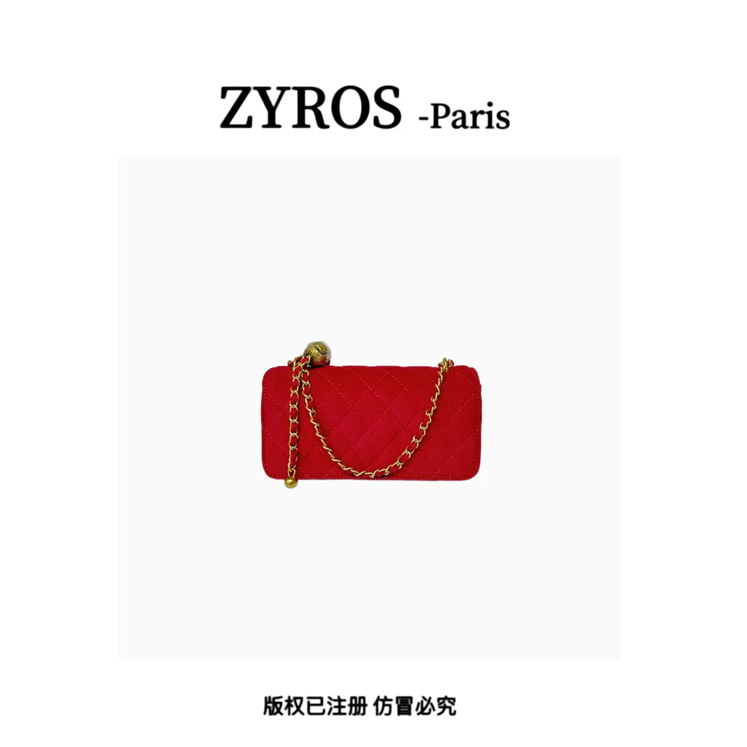 ZYROS/秋冬新款红色轻奢高档时尚百搭单肩斜挎精致小方包女Z207