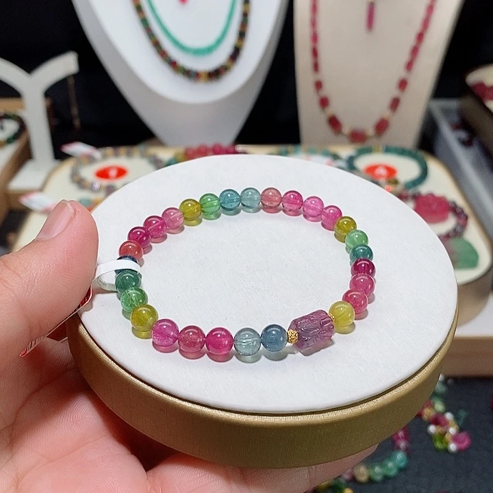 碧玺手链18K金镶嵌碧玺手链