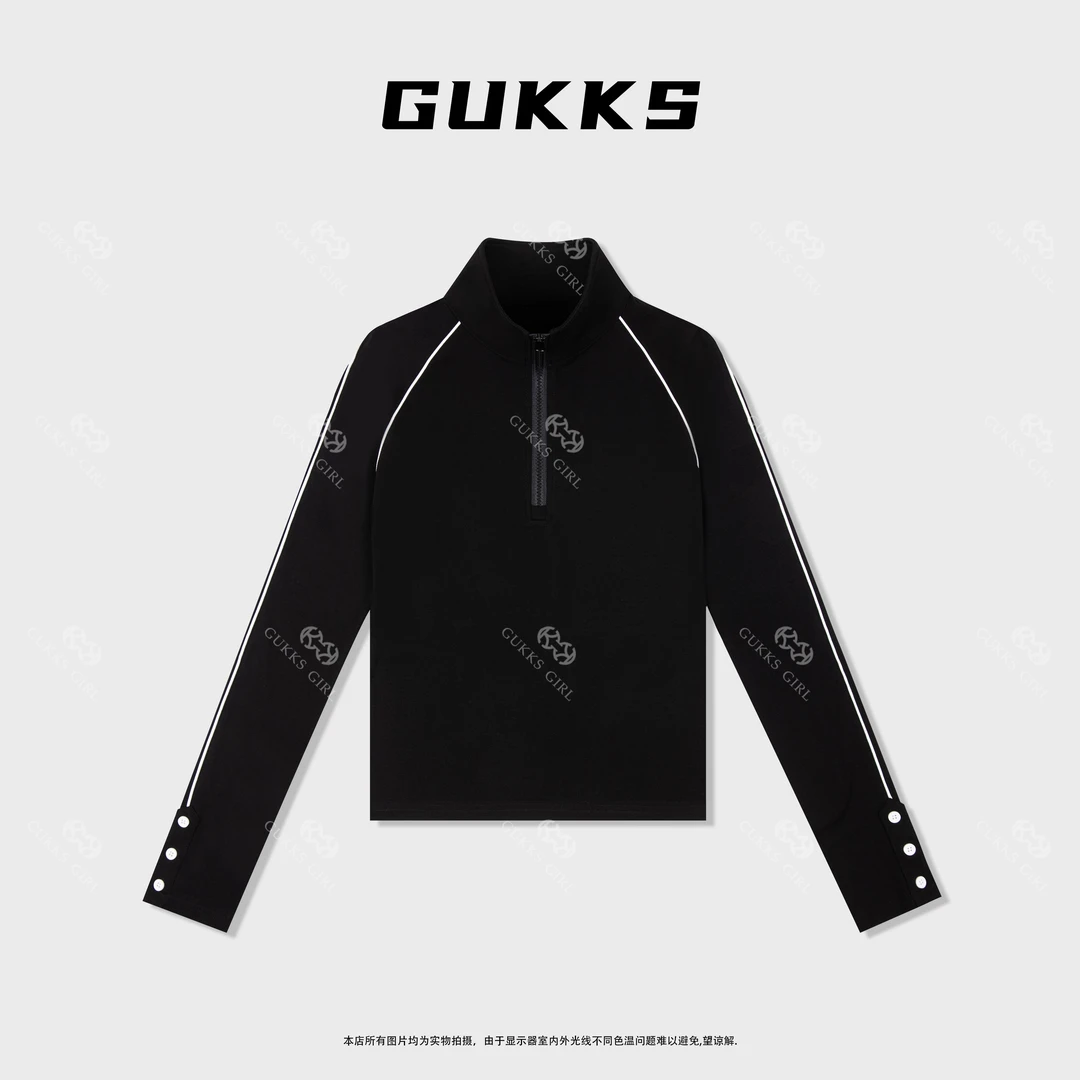 娜娜GUKKS//2025早春立领三粒扣休闲显瘦重工明线半拉链百搭上衣