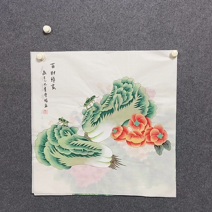 国画四尺斗方工笔花鸟一幅