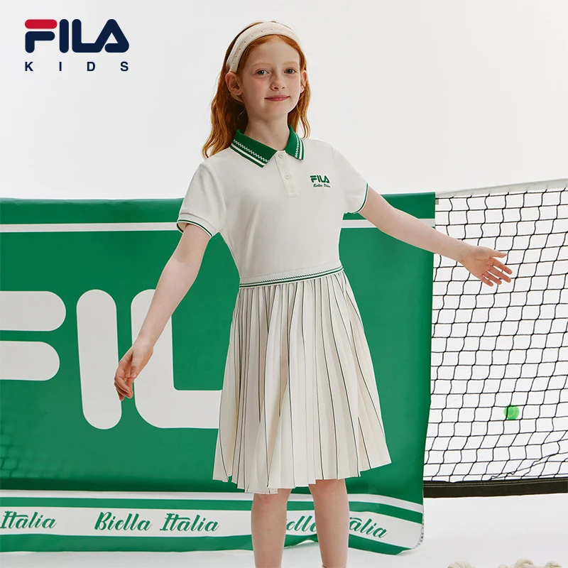 FILA/斐乐儿童正品2024年夏季新款中大童时尚连衣裙K12G431314F