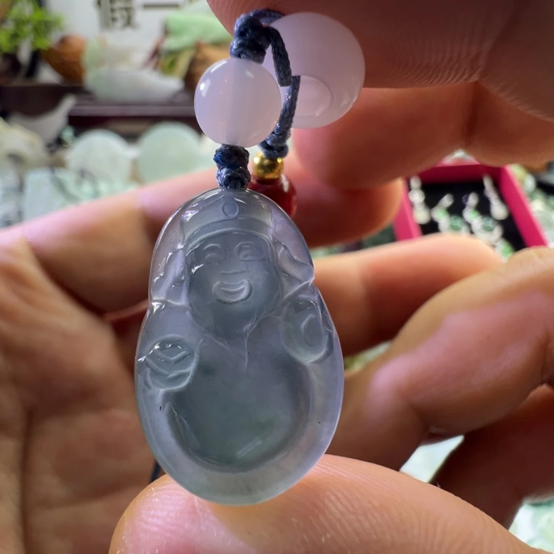 翡翠未镶嵌颈饰天然缅甸A货翡翠财神