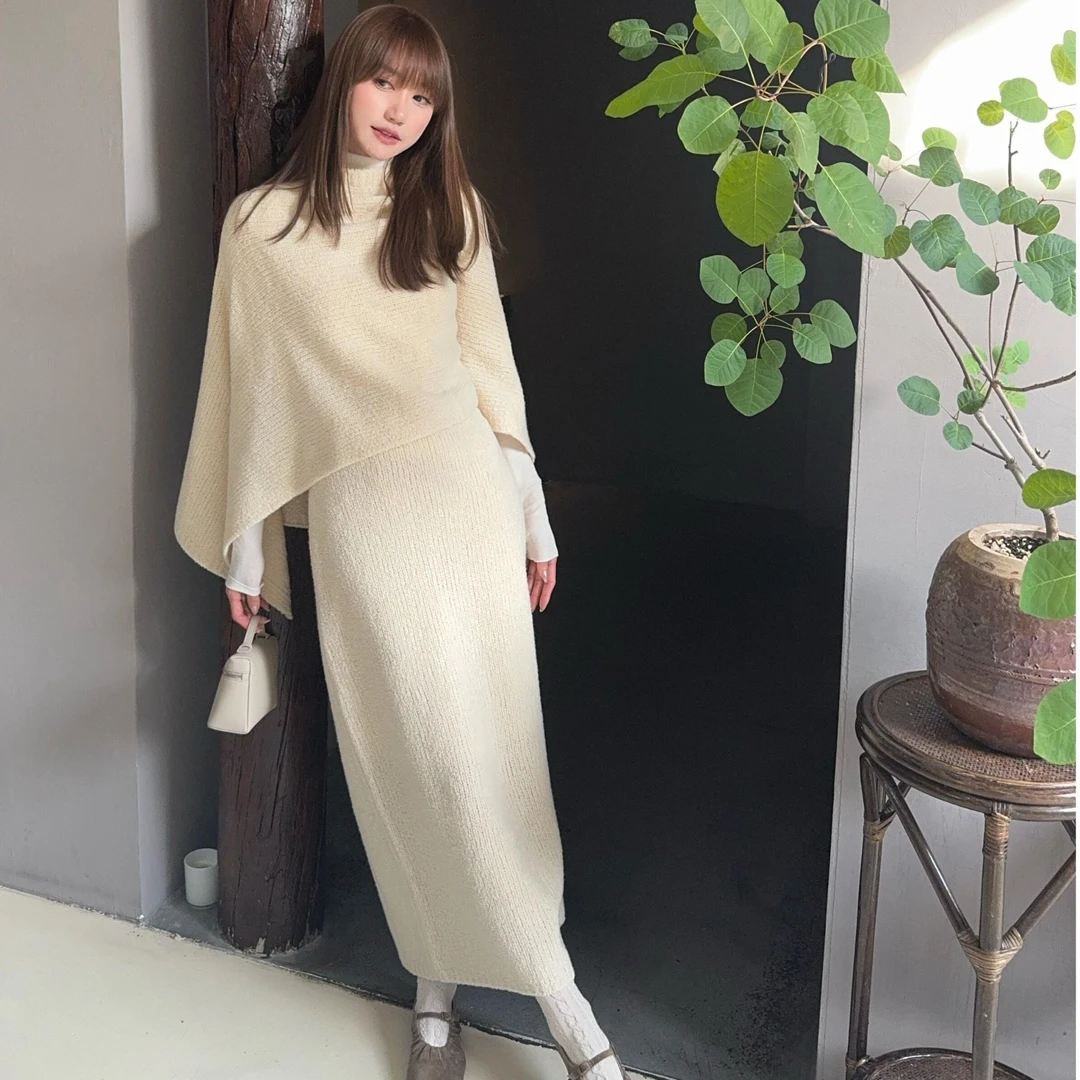 韩系气质披肩上衣高级感包臀半身裙套装春秋季2025年新款两件套女