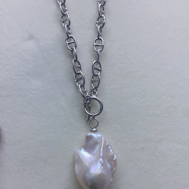 颈饰银S925镶嵌淡水珍珠