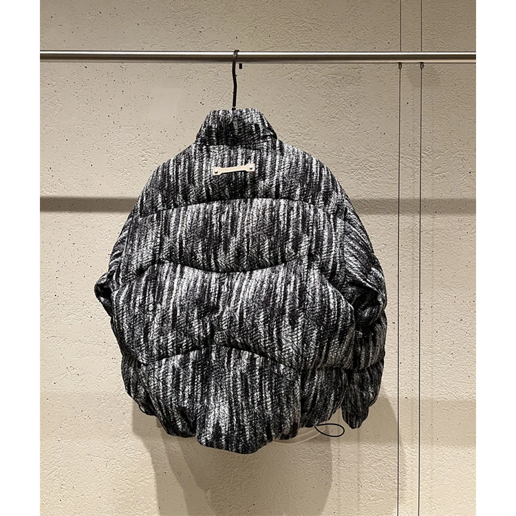 年货重磅设计师款冬季立领90白鸭绒羽绒服外套情侣水墨画扎染2733