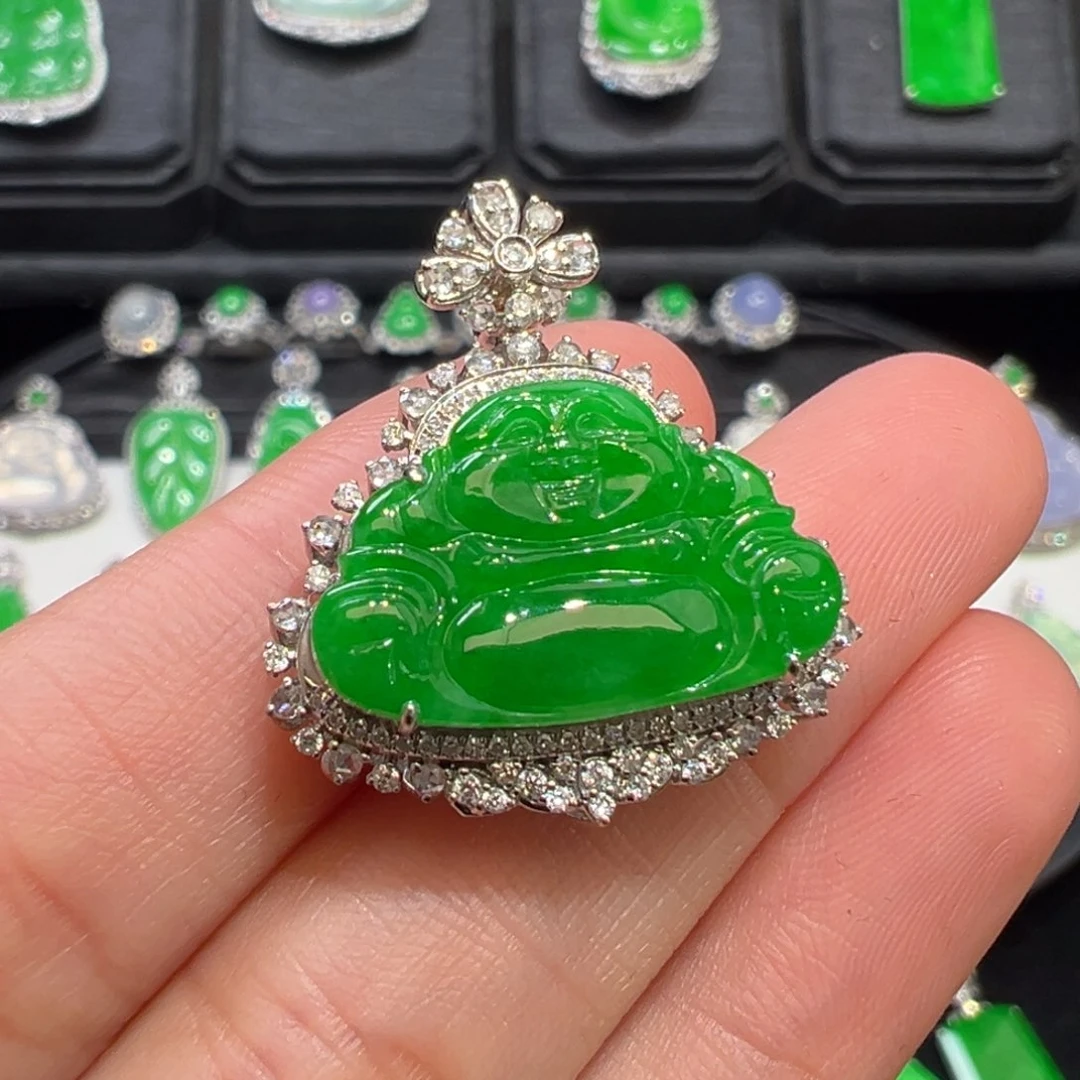 翡翠吊坠(不含链)18K金镶嵌收到货48小时鉴赏期