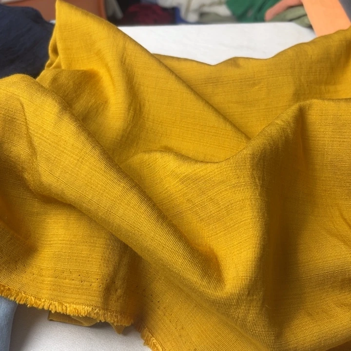 棉混纺姜黄麻棉2米