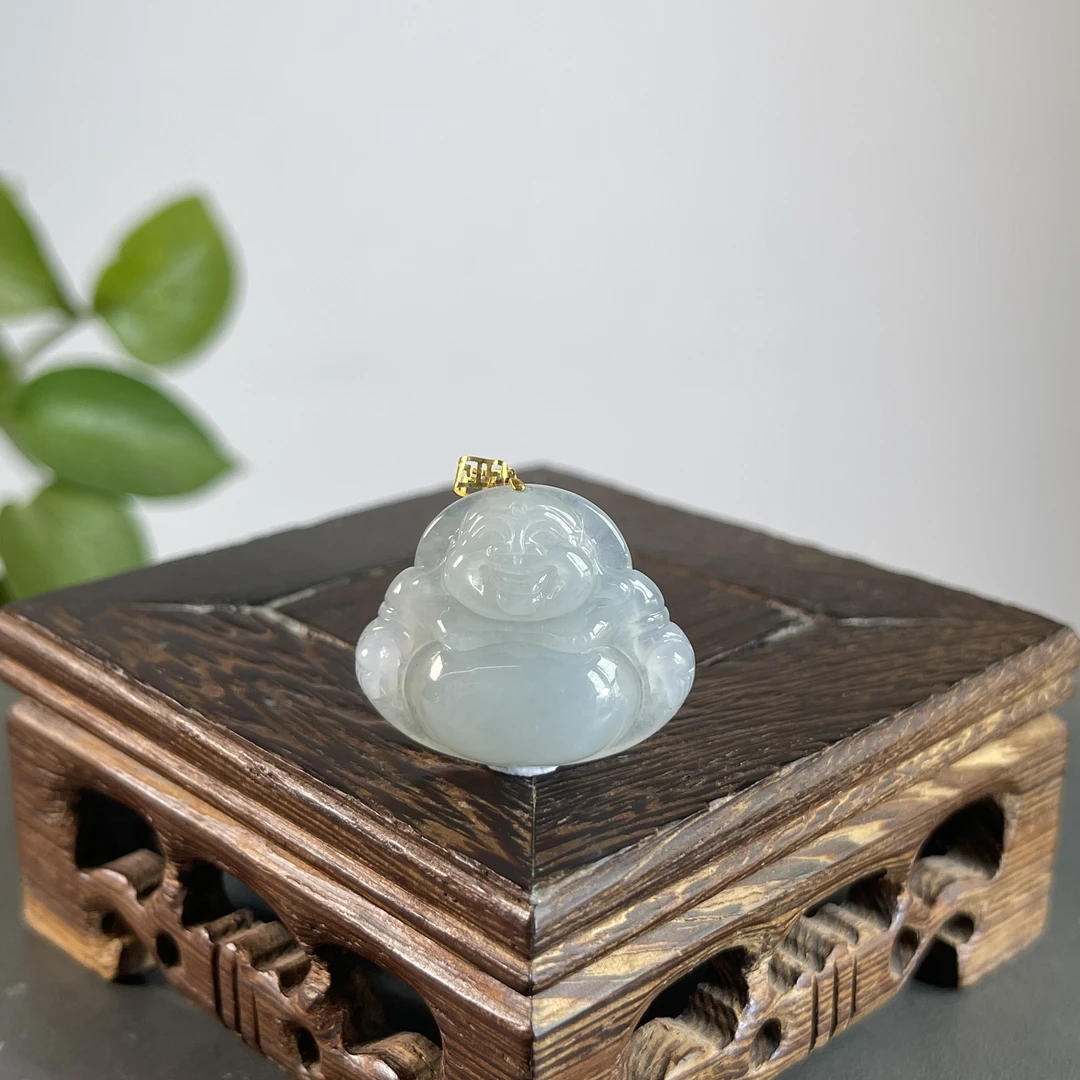 JCA13-50 天然翡翠缅甸A货 18K扣佛公