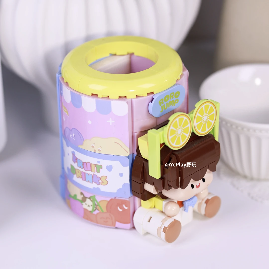 【野玩】肉肉酱笔筒办公桌面摆件潮玩拼装益智积木玩具男女孩礼物