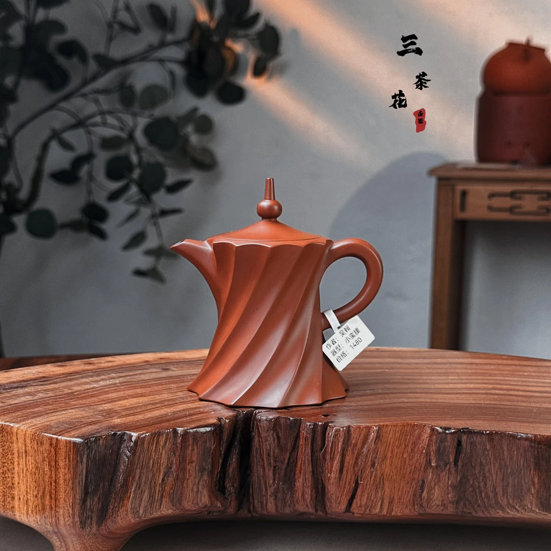【吴翰·小蛮腰】潮州薄胎壶原矿朱泥茶壶手工手拉茶壶手工壶
