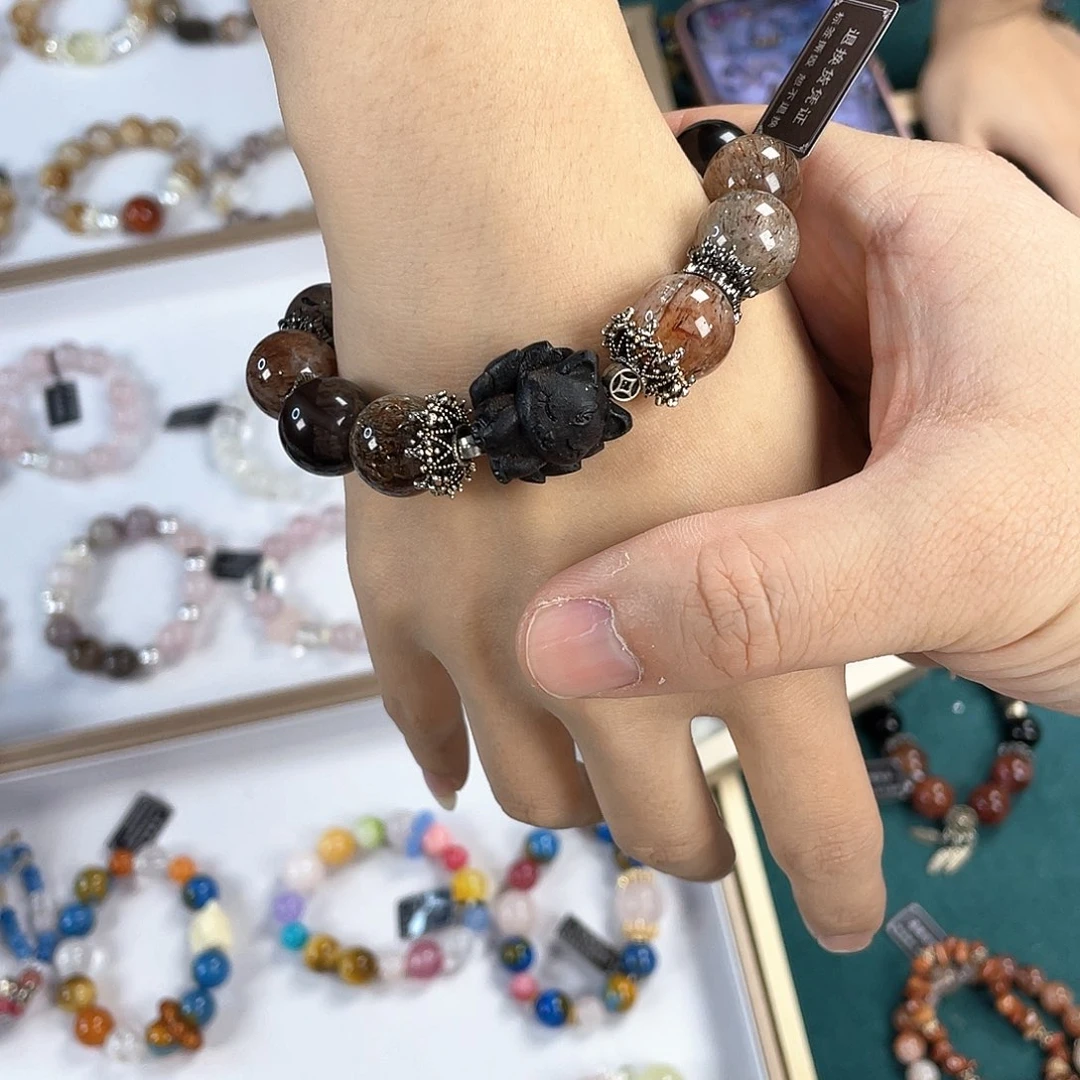 水晶手链银S925镀金镶嵌