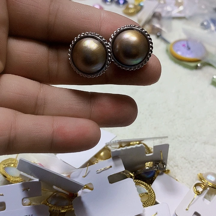 拼合珍珠（马贝珠）耳饰合金