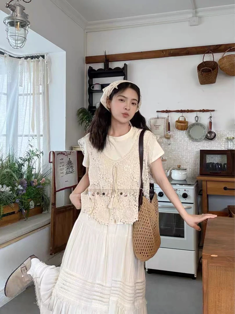 【苏苏精选】535镂空马甲ootd穿搭夏日俏皮两件套上衣