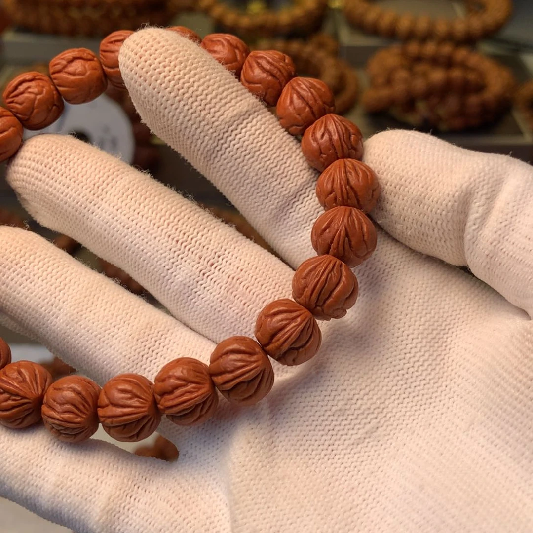 小***曲桃核手串秦岭龙纹